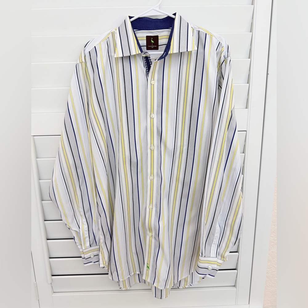 Tailorbyrd Men’s Multicolor Striped Button Up Shirt